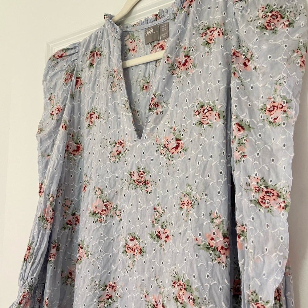 ASOS Blue Floral Embroidered Dress - Picture 5 of 12